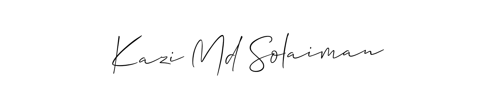 Create a beautiful signature design for name Kazi Md Solaiman. With this signature (Allison_Script) fonts, you can make a handwritten signature for free. Kazi Md Solaiman signature style 2 images and pictures png