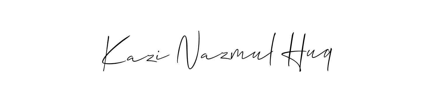 Allison_Script is a professional signature style that is perfect for those who want to add a touch of class to their signature. It is also a great choice for those who want to make their signature more unique. Get Kazi Nazmul Huq name to fancy signature for free. Kazi Nazmul Huq signature style 2 images and pictures png