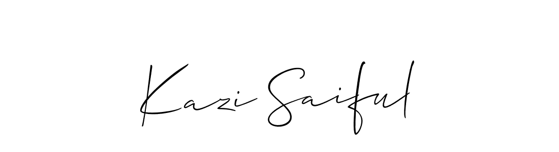 Make a short Kazi Saiful signature style. Manage your documents anywhere anytime using Allison_Script. Create and add eSignatures, submit forms, share and send files easily. Kazi Saiful signature style 2 images and pictures png