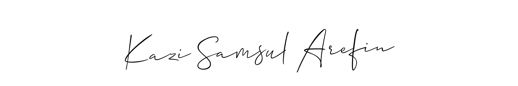 It looks lik you need a new signature style for name Kazi Samsul Arefin. Design unique handwritten (Allison_Script) signature with our free signature maker in just a few clicks. Kazi Samsul Arefin signature style 2 images and pictures png