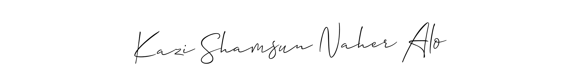 if you are searching for the best signature style for your name Kazi Shamsun Naher Alo. so please give up your signature search. here we have designed multiple signature styles  using Allison_Script. Kazi Shamsun Naher Alo signature style 2 images and pictures png