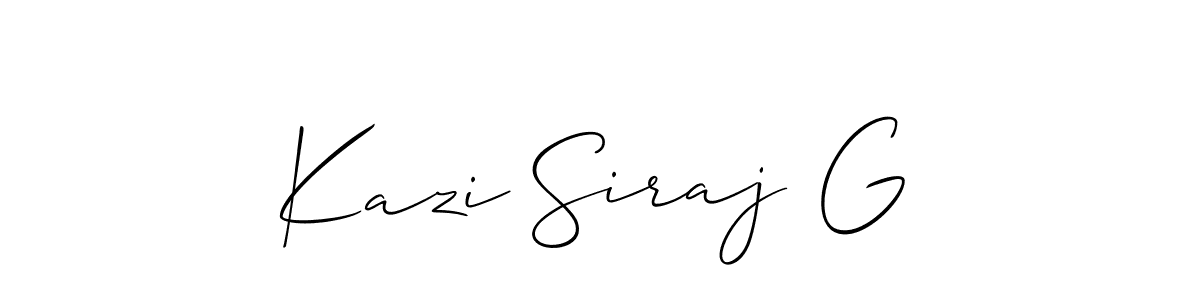 Allison_Script is a professional signature style that is perfect for those who want to add a touch of class to their signature. It is also a great choice for those who want to make their signature more unique. Get Kazi Siraj G name to fancy signature for free. Kazi Siraj G signature style 2 images and pictures png