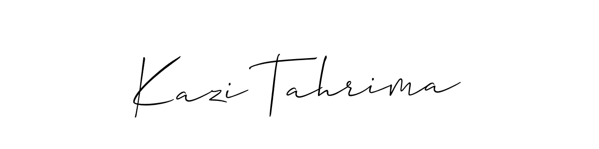 Create a beautiful signature design for name Kazi Tahrima. With this signature (Allison_Script) fonts, you can make a handwritten signature for free. Kazi Tahrima signature style 2 images and pictures png