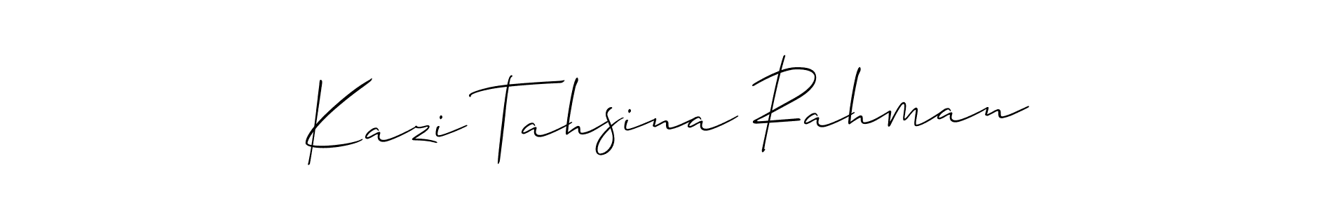 The best way (Allison_Script) to make a short signature is to pick only two or three words in your name. The name Kazi Tahsina Rahman include a total of six letters. For converting this name. Kazi Tahsina Rahman signature style 2 images and pictures png