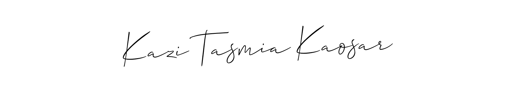 It looks lik you need a new signature style for name Kazi Tasmia Kaosar. Design unique handwritten (Allison_Script) signature with our free signature maker in just a few clicks. Kazi Tasmia Kaosar signature style 2 images and pictures png