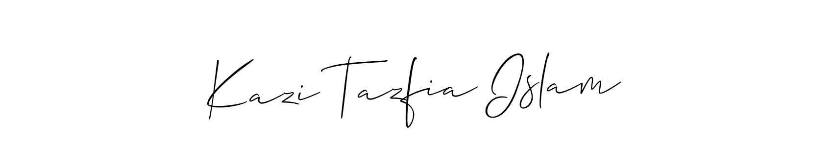 You should practise on your own different ways (Allison_Script) to write your name (Kazi Tazfia Islam) in signature. don't let someone else do it for you. Kazi Tazfia Islam signature style 2 images and pictures png