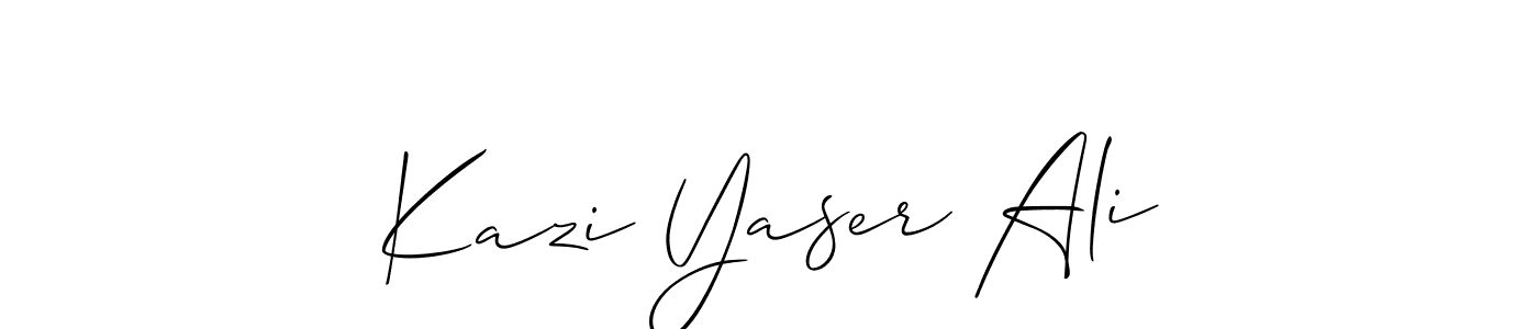 Make a beautiful signature design for name Kazi Yaser Ali. With this signature (Allison_Script) style, you can create a handwritten signature for free. Kazi Yaser Ali signature style 2 images and pictures png