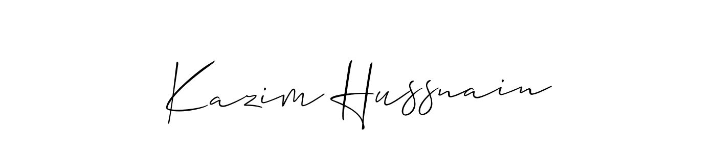 Allison_Script is a professional signature style that is perfect for those who want to add a touch of class to their signature. It is also a great choice for those who want to make their signature more unique. Get Kazim Hussnain name to fancy signature for free. Kazim Hussnain signature style 2 images and pictures png