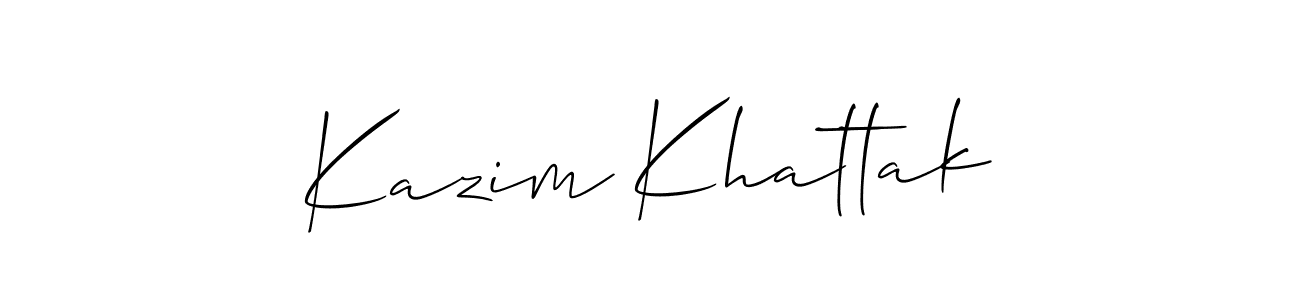 Create a beautiful signature design for name Kazim Khattak. With this signature (Allison_Script) fonts, you can make a handwritten signature for free. Kazim Khattak signature style 2 images and pictures png
