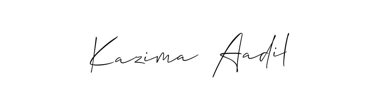 Similarly Allison_Script is the best handwritten signature design. Signature creator online .You can use it as an online autograph creator for name Kazima  Aadil. Kazima  Aadil signature style 2 images and pictures png