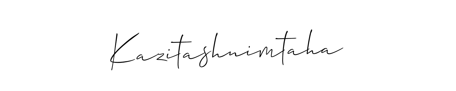 It looks lik you need a new signature style for name Kazitashnimtaha. Design unique handwritten (Allison_Script) signature with our free signature maker in just a few clicks. Kazitashnimtaha signature style 2 images and pictures png