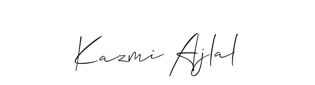 This is the best signature style for the Kazmi Ajlal name. Also you like these signature font (Allison_Script). Mix name signature. Kazmi Ajlal signature style 2 images and pictures png