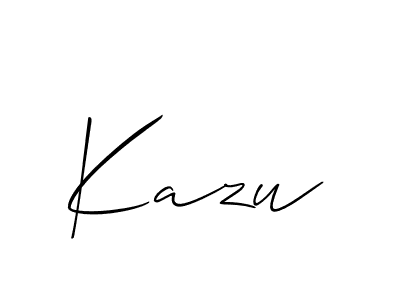 Use a signature maker to create a handwritten signature online. With this signature software, you can design (Allison_Script) your own signature for name Kazu. Kazu signature style 2 images and pictures png