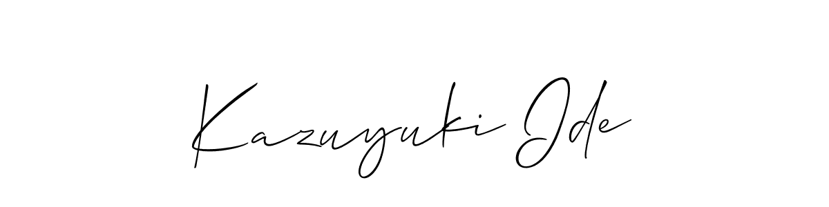 Use a signature maker to create a handwritten signature online. With this signature software, you can design (Allison_Script) your own signature for name Kazuyuki Ide. Kazuyuki Ide signature style 2 images and pictures png