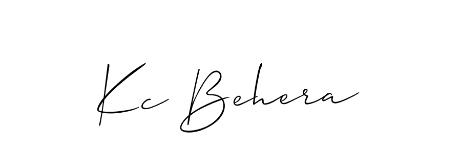 The best way (Allison_Script) to make a short signature is to pick only two or three words in your name. The name Kc Behera include a total of six letters. For converting this name. Kc Behera signature style 2 images and pictures png