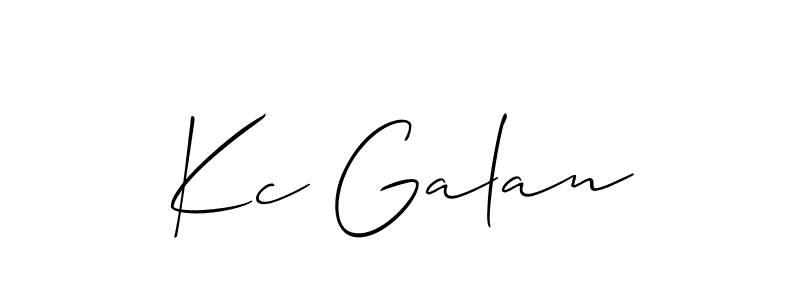 Also You can easily find your signature by using the search form. We will create Kc Galan name handwritten signature images for you free of cost using Allison_Script sign style. Kc Galan signature style 2 images and pictures png