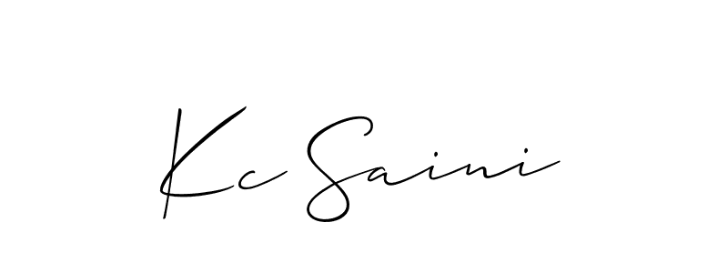 Create a beautiful signature design for name Kc Saini. With this signature (Allison_Script) fonts, you can make a handwritten signature for free. Kc Saini signature style 2 images and pictures png