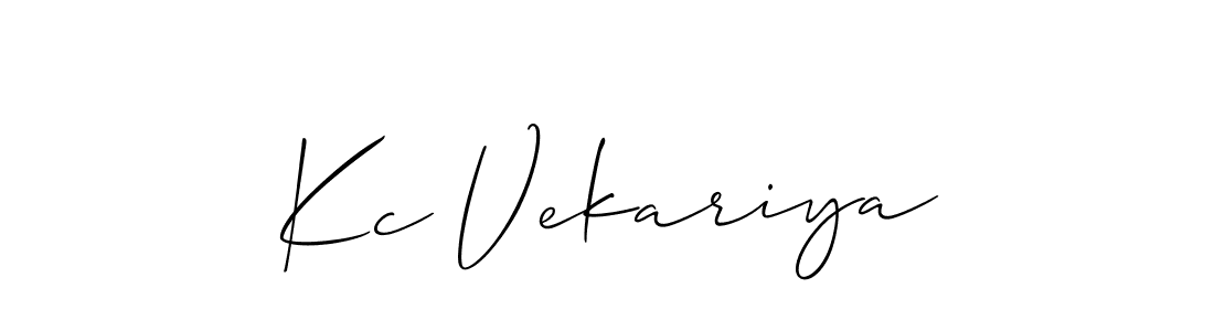 Allison_Script is a professional signature style that is perfect for those who want to add a touch of class to their signature. It is also a great choice for those who want to make their signature more unique. Get Kc Vekariya name to fancy signature for free. Kc Vekariya signature style 2 images and pictures png