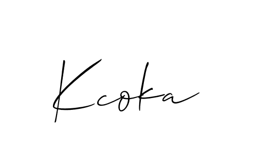 Make a beautiful signature design for name Kcoka. With this signature (Allison_Script) style, you can create a handwritten signature for free. Kcoka signature style 2 images and pictures png