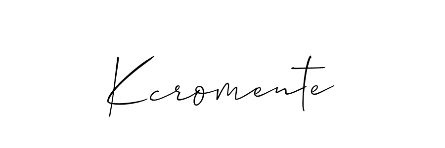 Create a beautiful signature design for name Kcromente. With this signature (Allison_Script) fonts, you can make a handwritten signature for free. Kcromente signature style 2 images and pictures png