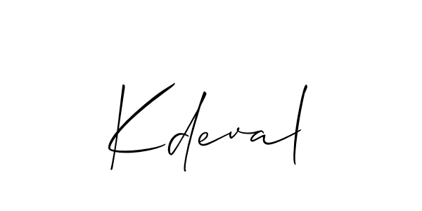 Allison_Script is a professional signature style that is perfect for those who want to add a touch of class to their signature. It is also a great choice for those who want to make their signature more unique. Get Kdeval name to fancy signature for free. Kdeval signature style 2 images and pictures png