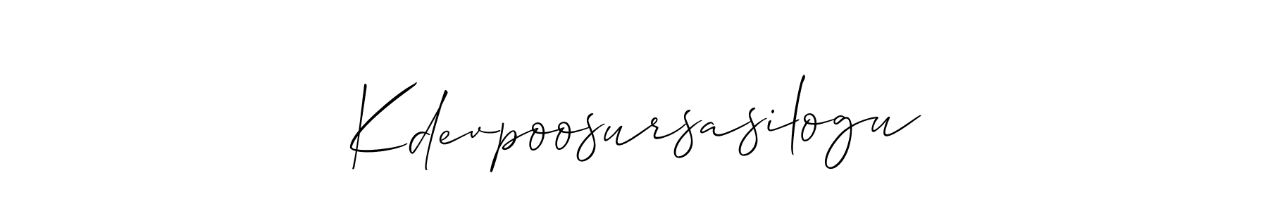 How to make Kdevpoosursasilogu name signature. Use Allison_Script style for creating short signs online. This is the latest handwritten sign. Kdevpoosursasilogu signature style 2 images and pictures png