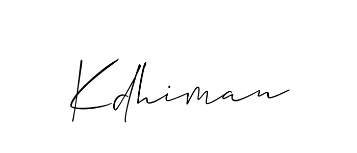 if you are searching for the best signature style for your name Kdhiman. so please give up your signature search. here we have designed multiple signature styles  using Allison_Script. Kdhiman signature style 2 images and pictures png