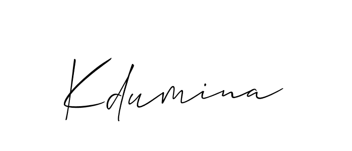 It looks lik you need a new signature style for name Kdumina. Design unique handwritten (Allison_Script) signature with our free signature maker in just a few clicks. Kdumina signature style 2 images and pictures png