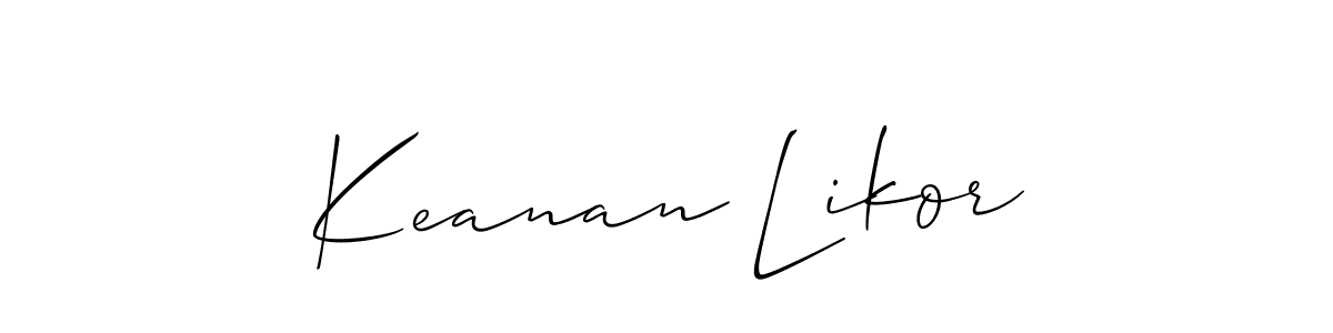Allison_Script is a professional signature style that is perfect for those who want to add a touch of class to their signature. It is also a great choice for those who want to make their signature more unique. Get Keanan Likor name to fancy signature for free. Keanan Likor signature style 2 images and pictures png