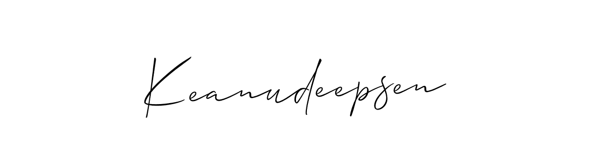 Make a beautiful signature design for name Keanudeepsen. With this signature (Allison_Script) style, you can create a handwritten signature for free. Keanudeepsen signature style 2 images and pictures png