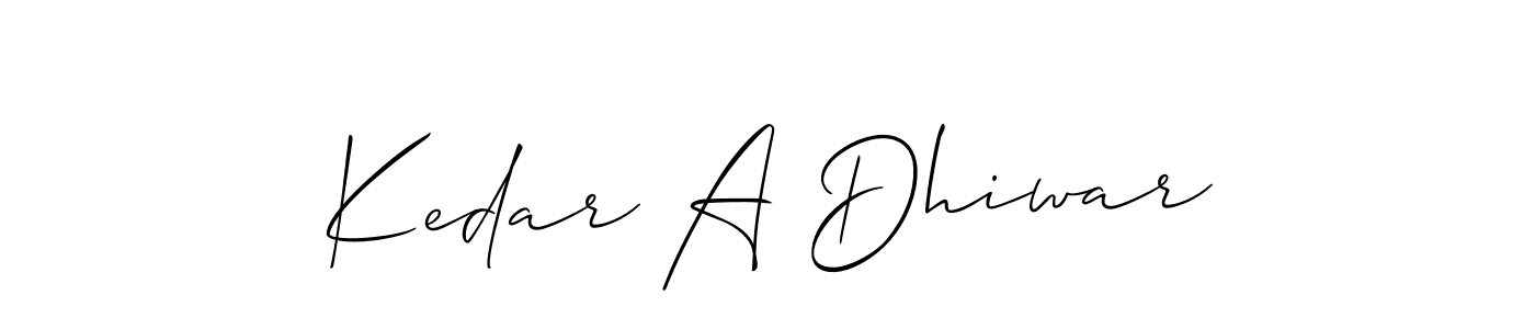 How to make Kedar A Dhiwar signature? Allison_Script is a professional autograph style. Create handwritten signature for Kedar A Dhiwar name. Kedar A Dhiwar signature style 2 images and pictures png