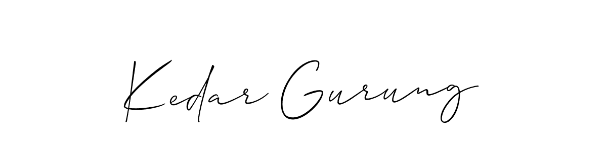 How to make Kedar Gurung name signature. Use Allison_Script style for creating short signs online. This is the latest handwritten sign. Kedar Gurung signature style 2 images and pictures png