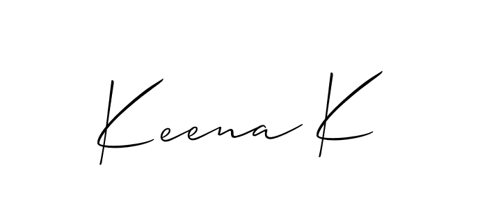 if you are searching for the best signature style for your name Keena K. so please give up your signature search. here we have designed multiple signature styles  using Allison_Script. Keena K signature style 2 images and pictures png