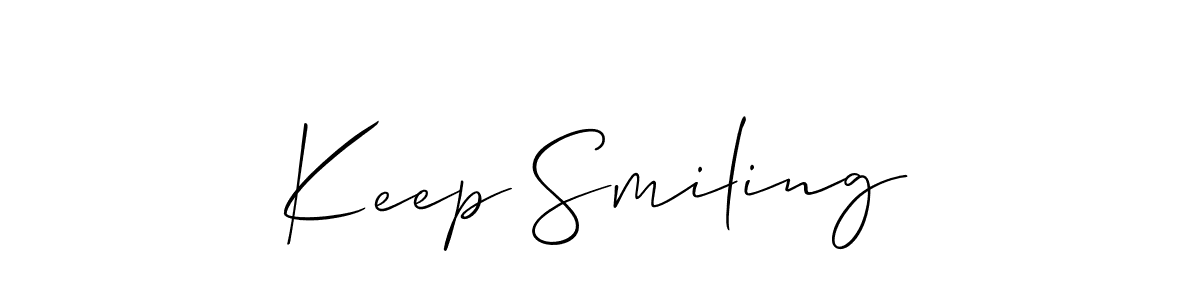 Make a beautiful signature design for name Keep Smiling. With this signature (Allison_Script) style, you can create a handwritten signature for free. Keep Smiling signature style 2 images and pictures png