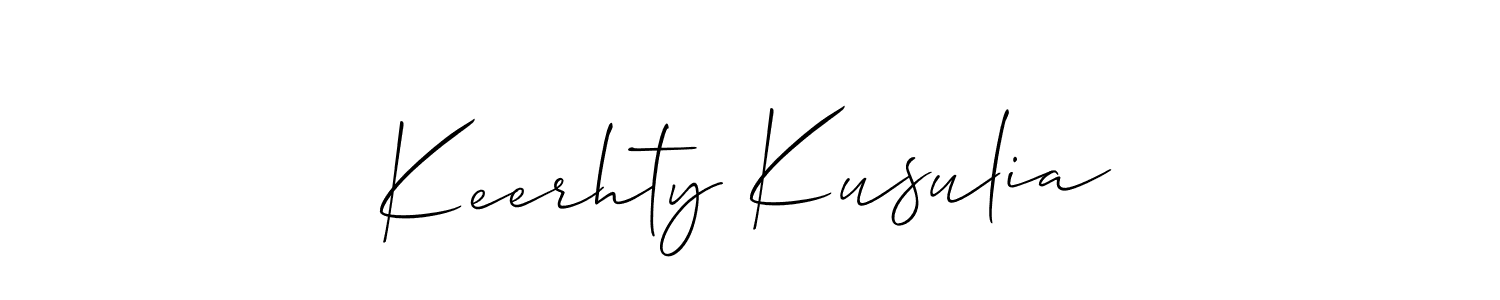 The best way (Allison_Script) to make a short signature is to pick only two or three words in your name. The name Keerhty Kusulia include a total of six letters. For converting this name. Keerhty Kusulia signature style 2 images and pictures png