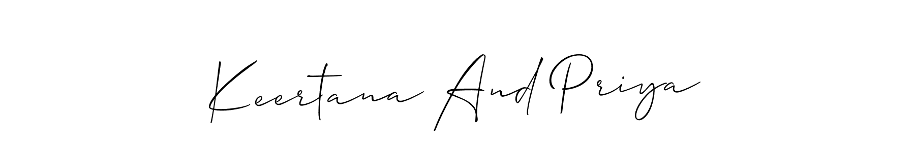 Keertana And Priya stylish signature style. Best Handwritten Sign (Allison_Script) for my name. Handwritten Signature Collection Ideas for my name Keertana And Priya. Keertana And Priya signature style 2 images and pictures png