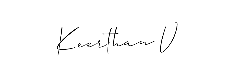 Use a signature maker to create a handwritten signature online. With this signature software, you can design (Allison_Script) your own signature for name Keerthan V. Keerthan V signature style 2 images and pictures png