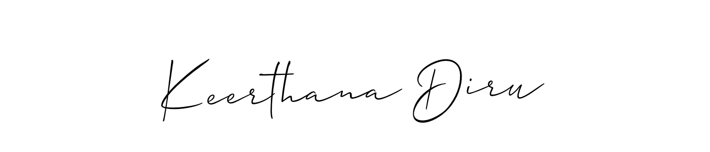 Make a beautiful signature design for name Keerthana Diru. With this signature (Allison_Script) style, you can create a handwritten signature for free. Keerthana Diru signature style 2 images and pictures png