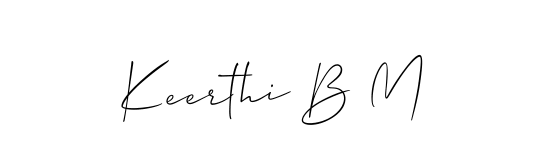 Use a signature maker to create a handwritten signature online. With this signature software, you can design (Allison_Script) your own signature for name Keerthi B M. Keerthi B M signature style 2 images and pictures png