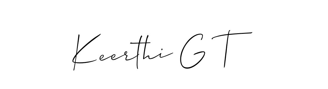 How to make Keerthi G T name signature. Use Allison_Script style for creating short signs online. This is the latest handwritten sign. Keerthi G T signature style 2 images and pictures png