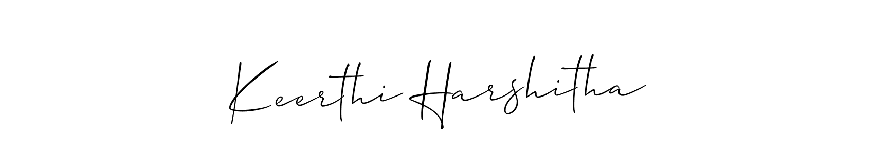 The best way (Allison_Script) to make a short signature is to pick only two or three words in your name. The name Keerthi Harshitha include a total of six letters. For converting this name. Keerthi Harshitha signature style 2 images and pictures png