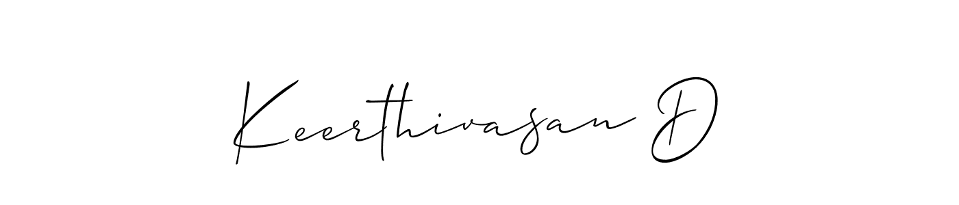 Also we have Keerthivasan D name is the best signature style. Create professional handwritten signature collection using Allison_Script autograph style. Keerthivasan D signature style 2 images and pictures png