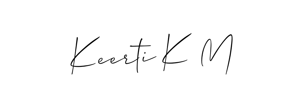 Allison_Script is a professional signature style that is perfect for those who want to add a touch of class to their signature. It is also a great choice for those who want to make their signature more unique. Get Keerti K M name to fancy signature for free. Keerti K M signature style 2 images and pictures png