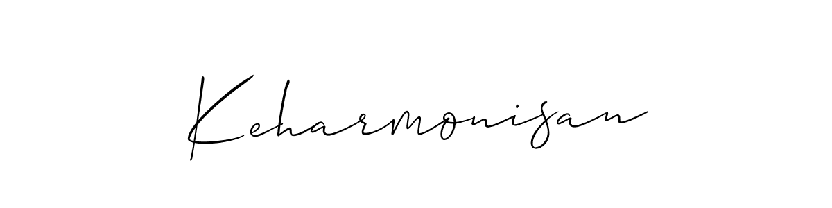 It looks lik you need a new signature style for name Keharmonisan. Design unique handwritten (Allison_Script) signature with our free signature maker in just a few clicks. Keharmonisan signature style 2 images and pictures png