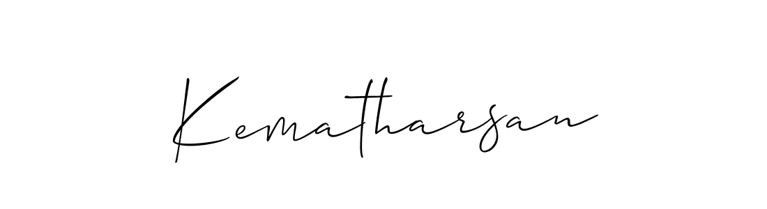 The best way (Allison_Script) to make a short signature is to pick only two or three words in your name. The name Kematharsan include a total of six letters. For converting this name. Kematharsan signature style 2 images and pictures png