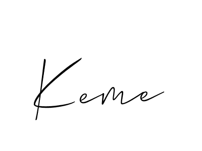 Create a beautiful signature design for name Keme. With this signature (Allison_Script) fonts, you can make a handwritten signature for free. Keme signature style 2 images and pictures png