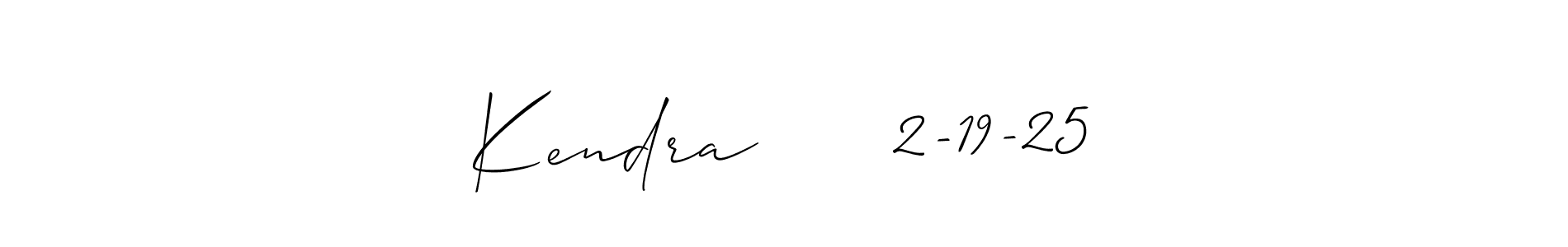 if you are searching for the best signature style for your name Kendra      2-19-25. so please give up your signature search. here we have designed multiple signature styles  using Allison_Script. Kendra      2-19-25 signature style 2 images and pictures png