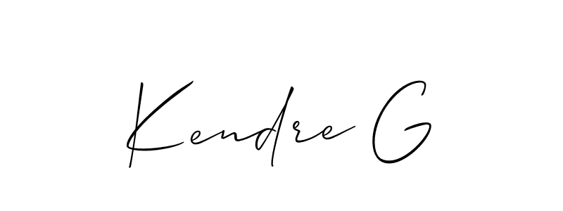 if you are searching for the best signature style for your name Kendre G. so please give up your signature search. here we have designed multiple signature styles  using Allison_Script. Kendre G signature style 2 images and pictures png