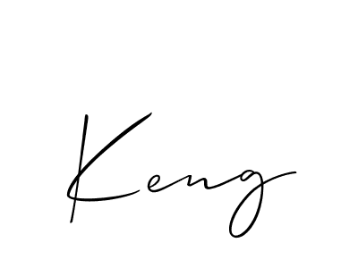 The best way (Allison_Script) to make a short signature is to pick only two or three words in your name. The name Keng include a total of six letters. For converting this name. Keng signature style 2 images and pictures png