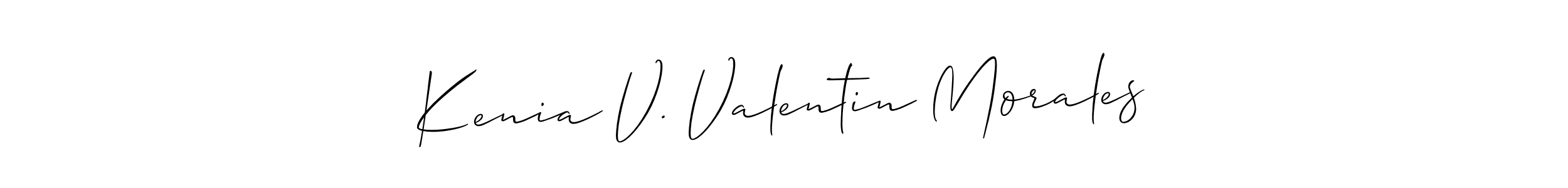 How to make Kenia V. Valentin Morales name signature. Use Allison_Script style for creating short signs online. This is the latest handwritten sign. Kenia V. Valentin Morales signature style 2 images and pictures png